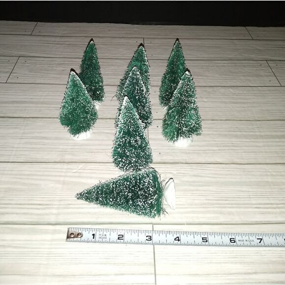 Village Accessories Vintage Frosted Topiary Trees Set of 9 Christmas Holiday - Picture 6 of 8